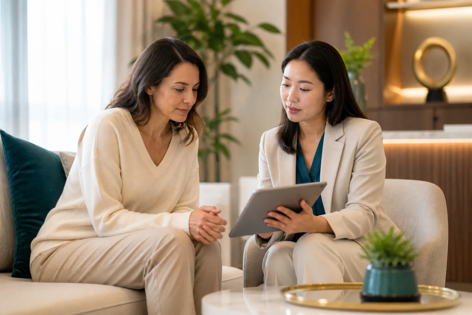 A patient reviewing healthcare options with a coordinator